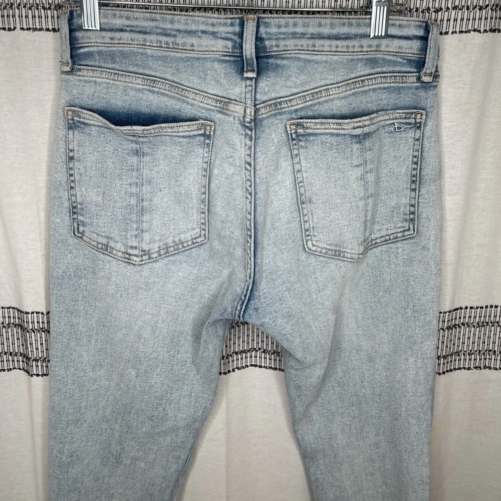 Rag & Bone Cait Mid Rise Skinny Jeans Light Wash Distressed